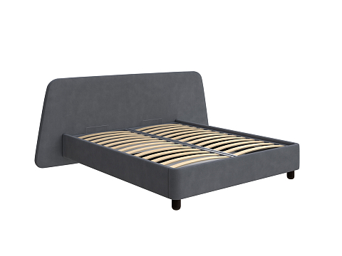 Коричневая кровать Sten Berg Right - Мягкая кровать с необычным дизайном изголовья на правую сторону