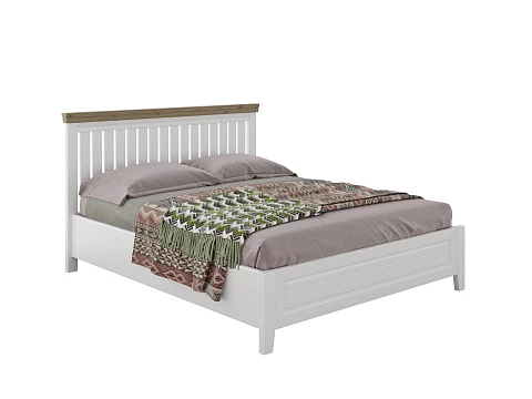 Кровать Кинг Сайз Olivia - Кровать из массива с контрастной декоративной планкой.