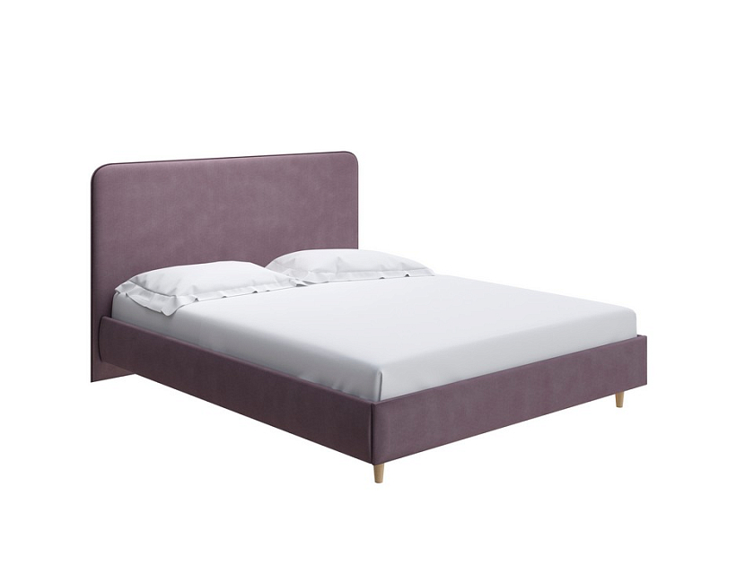Кровать Mia 160x200 Ткань: Рогожка Тетра Слива - Стильная кровать со встроенным основанием