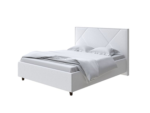 Белая кровать Tessera Grand - Мягкая кровать с высоким изголовьем и стильными ножками из массива бука