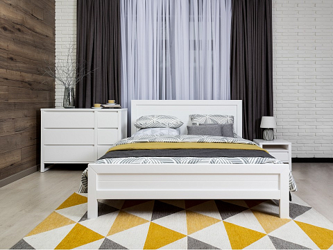 Белая двуспальная кровать Toronto - Стильная кровать из массива со встроенным основанием