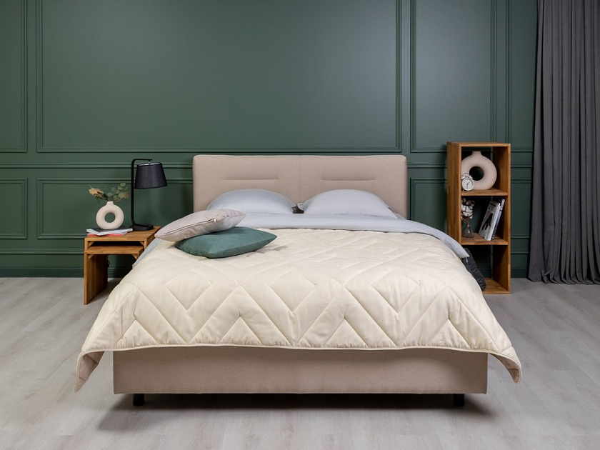 Кровать Nuvola-8 NEW 160x200 Ткань: Рогожка Тетра Голубой - Кровать в лаконичном стиле с горизонтальной отстрочкой  в изголовье