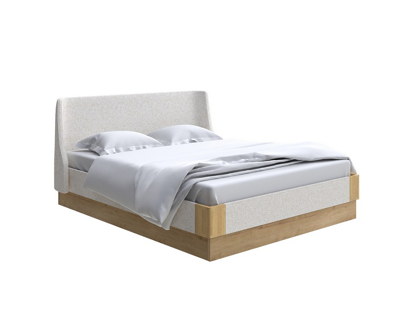 Кровать Lagom Side Soft с подъемным механизмом 140x190 Ткань/Массив (береза) Levis 12 Лен/Масло-воск Natura (береза) - Кровать со встроенным ПМ механизмом. 
