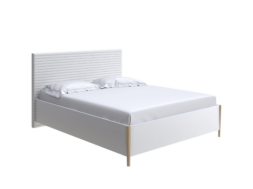 Кровать Rona 120x200  Белый/Тетра Молочный - Классическая кровать с геометрической стежкой изголовья
