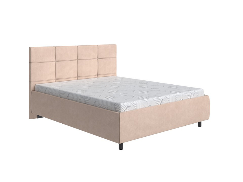 Кровать New Life 160x200 Ткань: Рогожка Тетра Имбирь - Кровать в стиле минимализм с декоративной строчкой