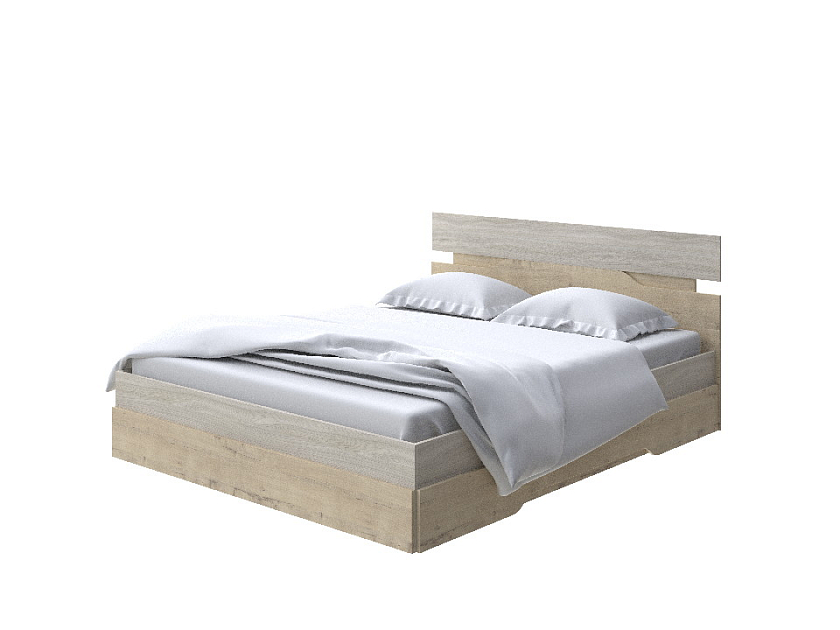 Кровать Milton 160x200 ЛДСП Ясень Шимо Светлый/Бунратти - Современная кровать с оригинальным изголовьем.
