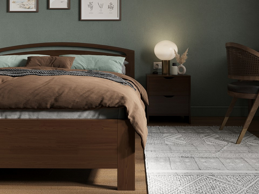 Кровать Веста 1-R с подъемным механизмом 200x190 Массив (сосна) Орех - Современная кровать с изголовьем, украшенным декоративной резкой