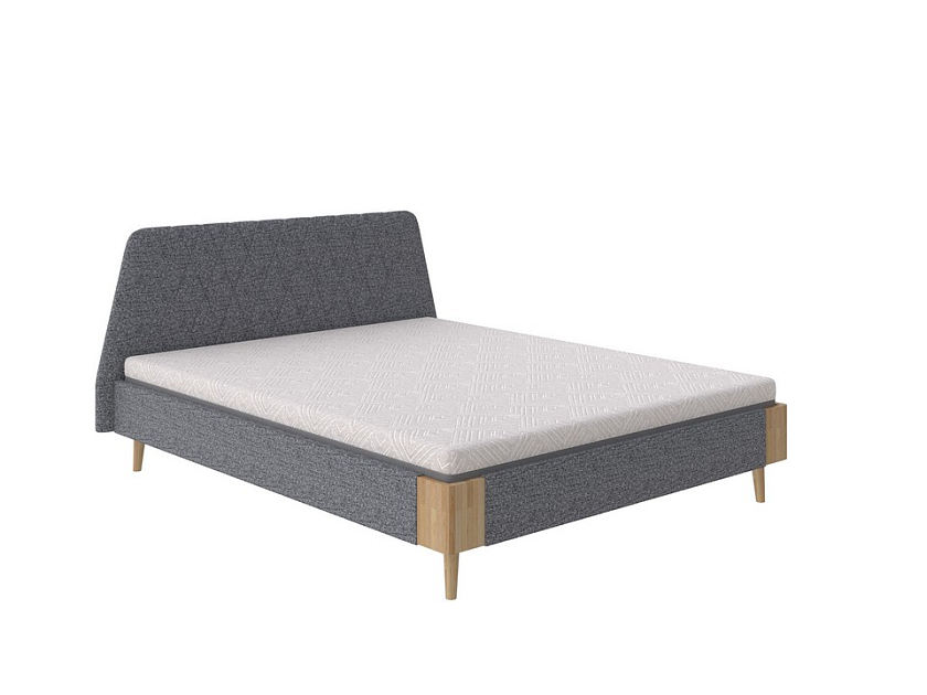 Кровать Lagom Hill Soft 180x200 Ткань/Массив Beatto Маренго/Масло-воск Natura (бук) - Оригинальная кровать в обивке из мебельной ткани.