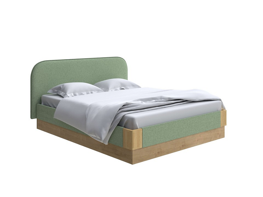 Кровать Lagom Plane Soft с подъемным механизмом 160x200 Ткань/Массив (дуб) Beatto Арабика/Масло-воск Natura (Дуб) - Кровать с ПМ. 