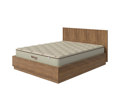 Кровать из массива Tempo с подъемным механизмом - Кровать с ПМ с вертикальной фрезеровкой и декоративным обрамлением изголовья