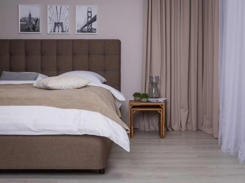 Кровать Leon 90x200 Экокожа/Ткань Бентлей Нежно-лиловый/Молочный перламутр - Современная кровать, украшенная декоративным кантом.