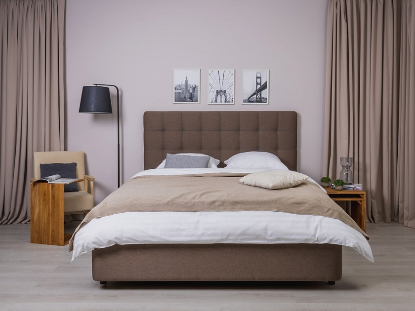 Кровать Leon 200x220 Экокожа/Ткань Тетра Мраморный/Серый - Современная кровать, украшенная декоративным кантом.