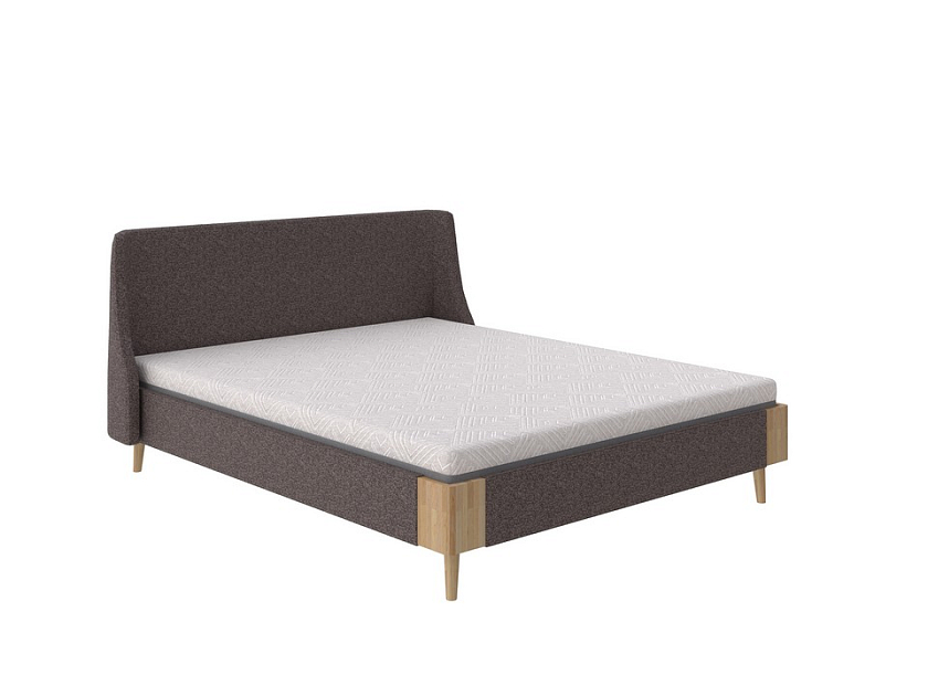 Кровать Lagom Side Soft 180x200 Ткань/Массив Beatto Арабика/Масло-воск Natura (бук) - Оригинальная кровать в обивке из мебельной ткани.