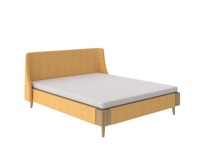 Кровать Lagom Side Soft 80x190 Ткань/Массив Beatto Куркума/Масло-воск Natura (бук) - Оригинальная кровать в обивке из мебельной ткани.