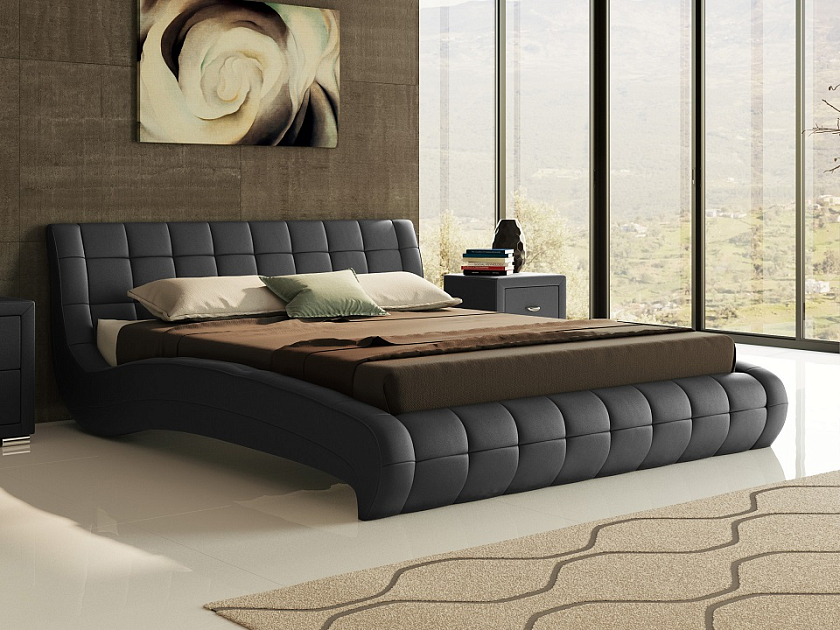 Кровать Nuvola-1 140x190 Экокожа Черный - Кровать футуристичного дизайна из экокожи класса «Люкс».