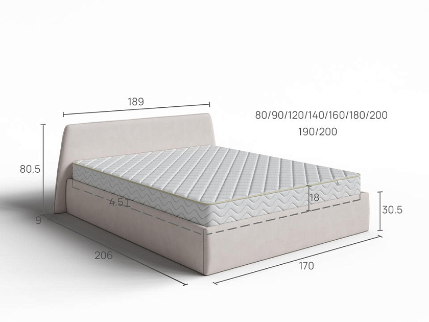 Кровать Binni для основания с ПМ 160x200 Ткань: Рогожка Тетра Бежевый