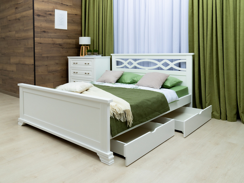 Кровать Niko 200x220 Массив (сосна) Белая эмаль - Кровать в стиле современной классики из массива