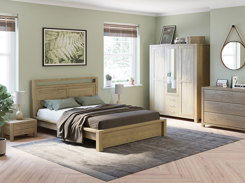 Кровать Fiord 90x190 Массив (дуб) Антик - Кровать из массива с декоративной резкой в изголовье.