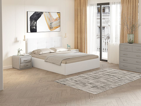 Железная кровать Forsa - Универсальная кровать с мягким изголовьем, выполненным из рогожки.