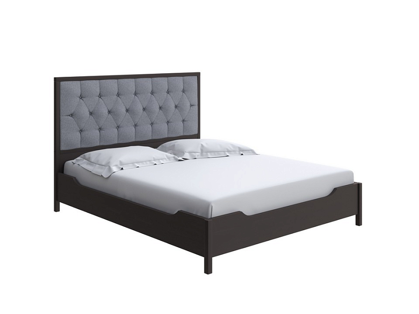 Кровать Vester 200x200 Ткань/Массив Лама Темно-серый/Венге (сосна) - Современная кровать со встроенным основанием