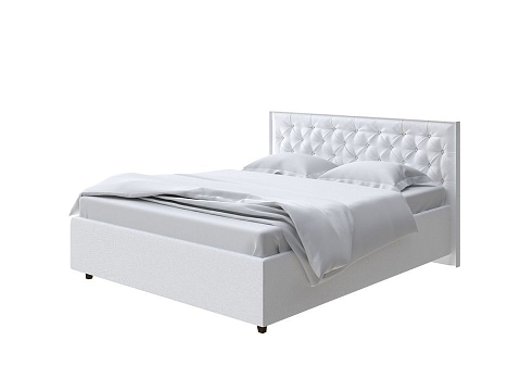 Белая кровать Teona - Кровать с высоким изголовьем, украшенным благородной каретной пиковкой.