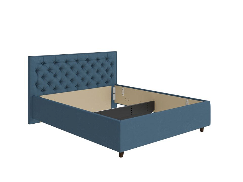 Кровать Teona 90x200 Ткань: Микрофибра Diva Синий - Кровать с высоким изголовьем, украшенным благородной каретной пиковкой.