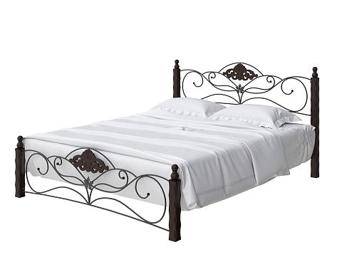 Черная кровать Garda 2R - Кровать из массива березы с фигурной металлической решеткой.