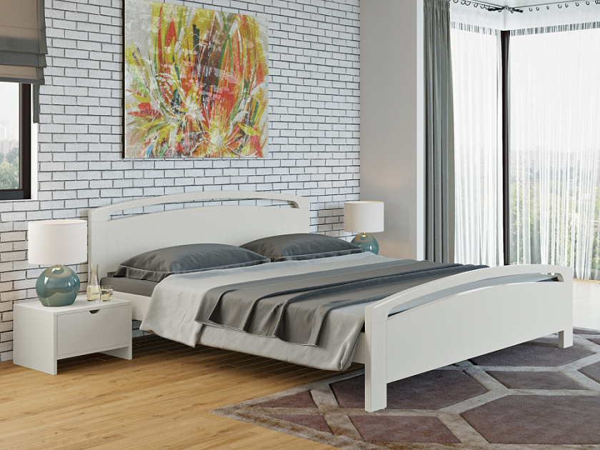 Кровать Веста 1-R 200x220 Массив (сосна) Белая эмаль - Стильная кровать из массива
