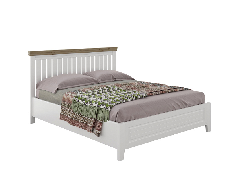 Кровать Olivia 90x190 Массив (сосна) Белая эмаль + Антик - Кровать из массива с контрастной декоративной планкой.