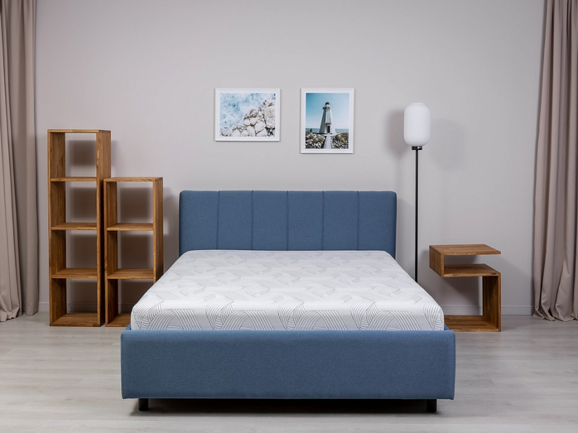 Кровать Nuvola-7 NEW 180x200 Ткань: Рогожка Тетра Молочный - Современная кровать в стиле минимализм