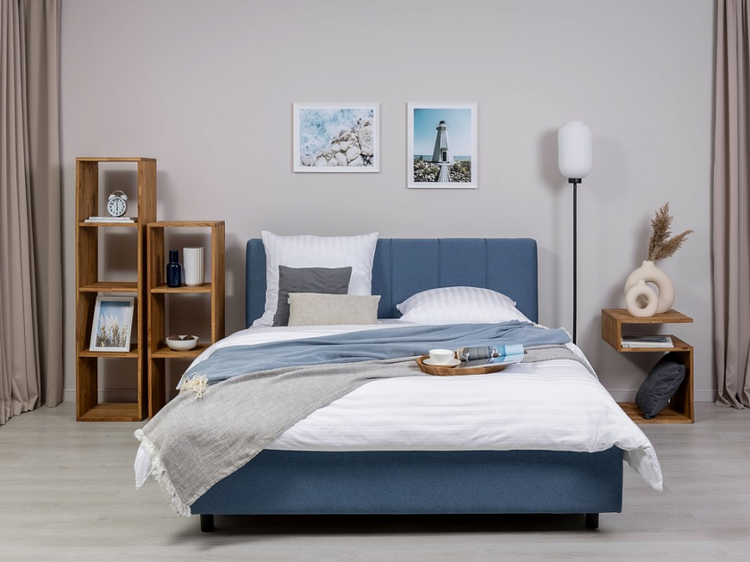 Кровать Nuvola-7 NEW 140x190 Экокожа Кремовый - Современная кровать в стиле минимализм
