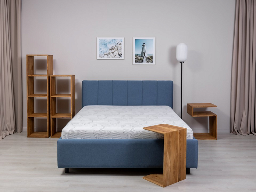 Кровать Nuvola-7 NEW 200x190 Ткань: Рогожка Тетра Голубой - Современная кровать в стиле минимализм