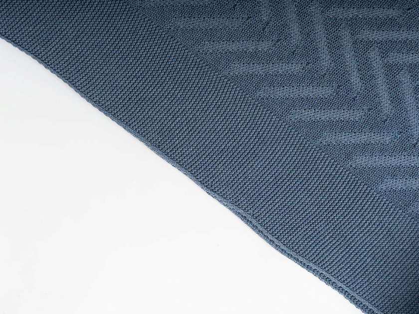 Плед вязаный Hygge 160x220 Ткань: Хлопок Синий лед - Вязаный плед с геометрическим узором. 