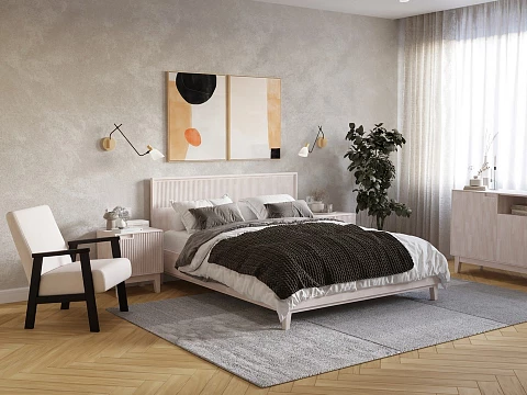 Кровать 180х200 Tempo - Кровать из массива с вертикальной фрезеровкой и декоративным обрамлением изголовья