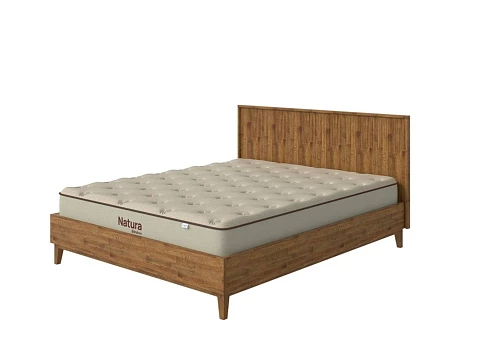 Односпальная кровать Tempo - Кровать из массива с вертикальной фрезеровкой и декоративным обрамлением изголовья