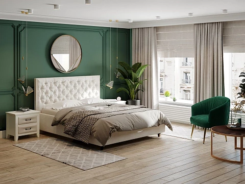 Кровать 200х200 Teona Grand - Кровать с увеличенным изголовьем, украшенным благородной каретной пиковкой.